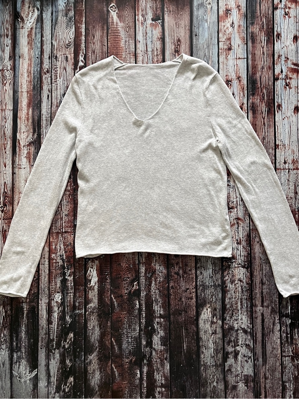 Brandy Melville J. Galt V-Neck Lightweight Long Sleeve Sweater Top